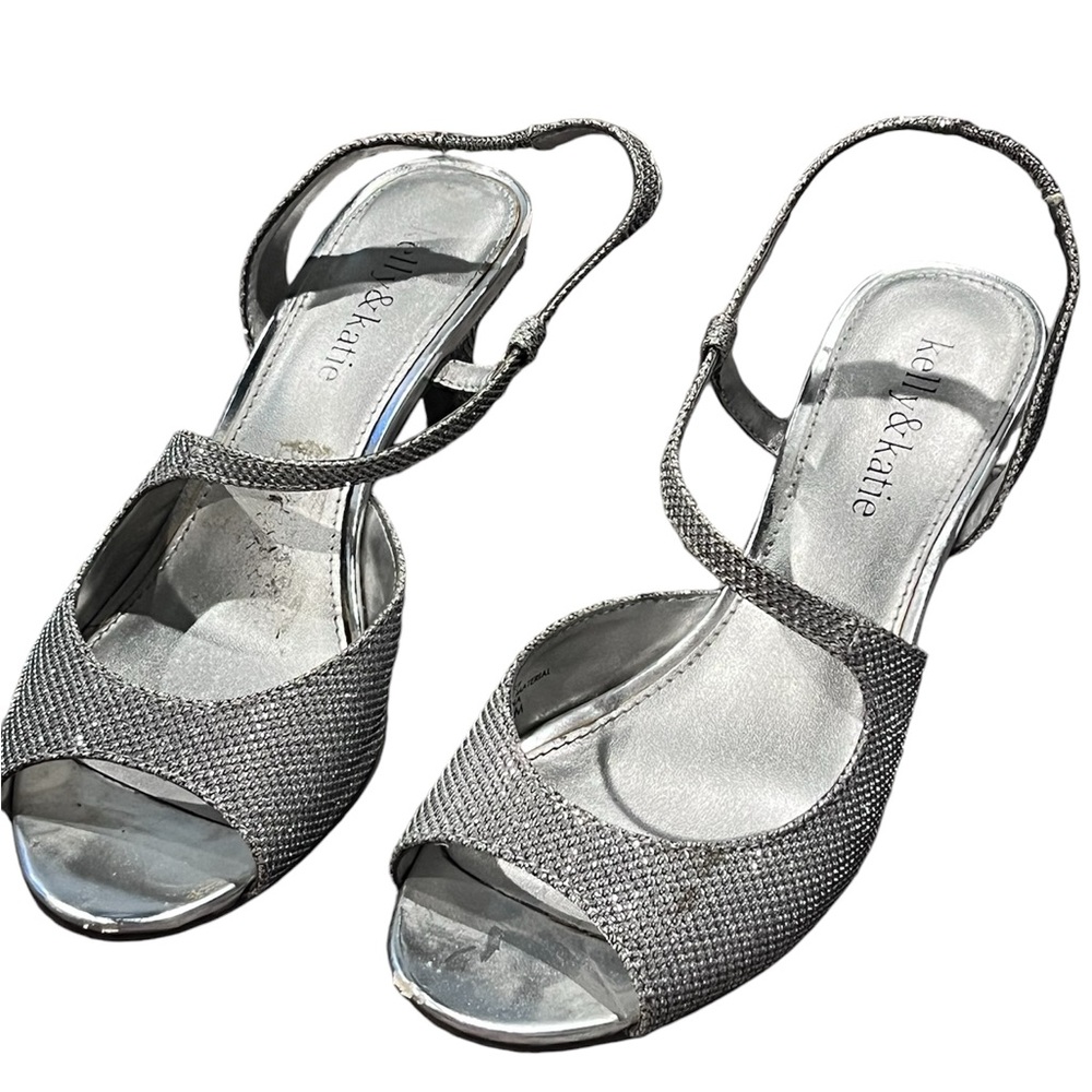 Sparkly silver strap high heel sandals | size 6